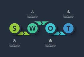 SWOT diagram with 4 steps, options, parts or processes. Template for web on a background. vector