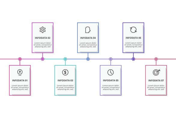 Rectangles infographic with 7 steps, options, parts or processes. Business data visualization.