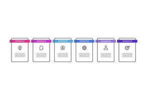 Rectangles infographic with 6 steps, options, parts or processes. Business data visualization. vector