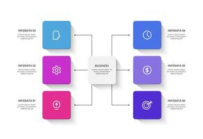 Rectangles infographic with 6 steps, options, parts or processes. Business data visualization. vector