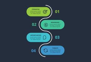 SWOT diagram with 4 steps, options, parts or processes. Template for web on a background. vector