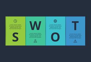 SWOT diagram with 4 steps, options, parts or processes. Template for web on a background. vector