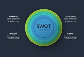 SWOT diagram with 4 steps, options, parts or processes. Template for web on a background. vector
