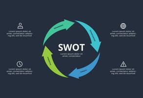 SWOT diagram with 4 steps, options, parts or processes. Template for web on a background. vector