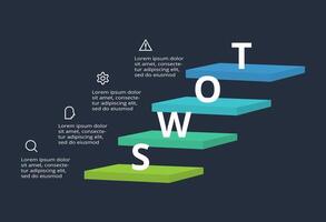 SWOT diagram with 4 steps, options, parts or processes. Template for web on a background. vector