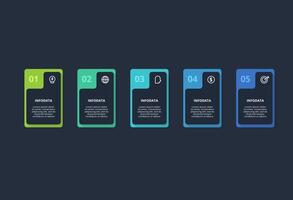 Rectangles infographic with 5 steps, options, parts or processes. Business data visualization. vector