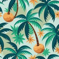 Seamless Tropical Coconut Tree Pattern for Summer Vibes and Beach-Themed Designs vector