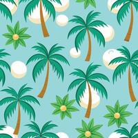 Seamless Tropical Coconut Tree Pattern for Summer Vibes and Beach-Themed Designs vector
