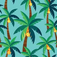 Seamless Tropical Coconut Tree Pattern for Summer Vibes and Beach-Themed Designs vector