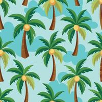 Seamless Tropical Coconut Tree Pattern for Summer Vibes and Beach-Themed Designs vector