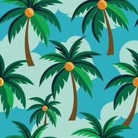 Seamless Tropical Coconut Tree Pattern for Summer Vibes and Beach-Themed Designs vector