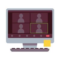 Remote Working Set Zoom meeting vector