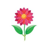 Summer season simple Flower with two green leaf vector