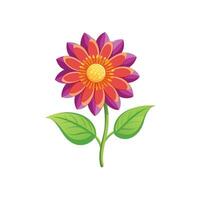 Summer season simple Flower with two green leaf vector