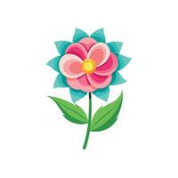 Summer season simple Flower with two green leaf vector