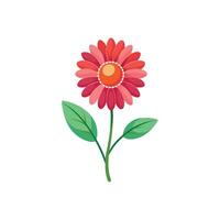 Summer season simple Flower with two green leaf vector