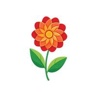 Summer season simple Flower with two green leaf vector