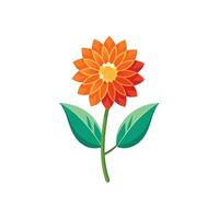 Summer season simple Flower with two green leaf vector