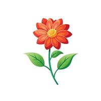 Summer season simple Flower with two green leaf vector