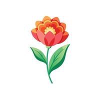 Summer season simple Flower with two green leaf vector