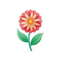 Summer season simple Flower with two green leaf vector