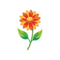 Summer season simple Flower with two green leaf vector