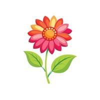 Summer season simple Flower with two green leaf vector