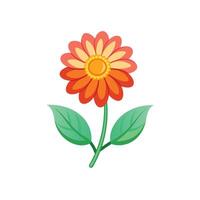 Summer season simple Flower with two green leaf vector