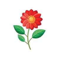 Summer season simple Flower with two green leaf vector