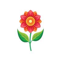 Summer season simple Flower with two green leaf vector