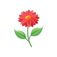 Summer season simple Flower with two green leaf vector