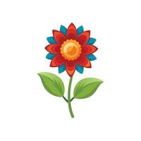 Summer season simple Flower with two green leaf vector