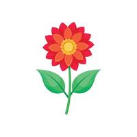 Summer season simple Flower with two green leaf vector