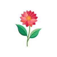 Summer season simple Flower with two green leaf vector