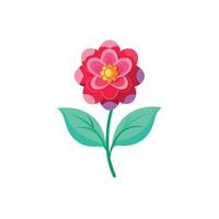 Summer season simple Flower with two green leaf vector