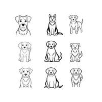 Hand-Drawn Outlines of a puppy dog set vector