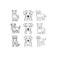 Hand-Drawn Outlines of a puppy dog set vector