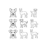 Hand-Drawn Outlines of a puppy dog set vector