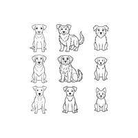 Hand-Drawn Outlines of a puppy dog set vector