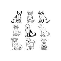 Hand-Drawn Outlines of a puppy dog set vector