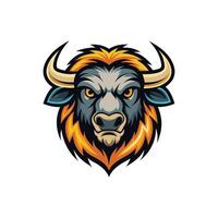 Buffalo head icon logo design on white background vector