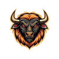 Buffalo head icon logo design on white background vector