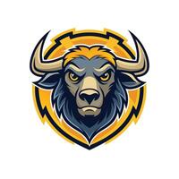 Buffalo head icon logo design on white background vector