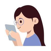 Remote Working Set Girl working form side view vector