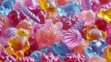 A Colorful Array of Gummy Candies in Various Shapes photo