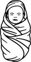 Baby in Swaddling Blanket vector