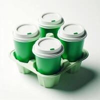 A vibrant array of colorful, transparent, and rainbow takeaway cup mockups on a white background, perfect for stock photos and branding