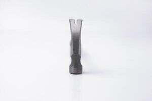 Close Up Photo of a hammer seen from above is on an isolated white background