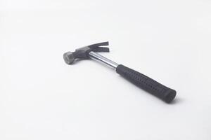 Photo of a hammer seen from above is on an isolated white background