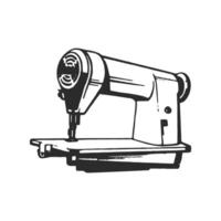 Hand drawn ink illustration of sewing machine. Black and white ink sketch outline . vector